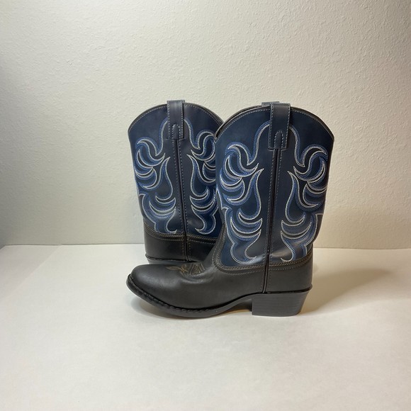 Smokey‎ Mountain Boots Monterey Brown Navy Western Cowboy Size 4.5 - Picture 4 of 9